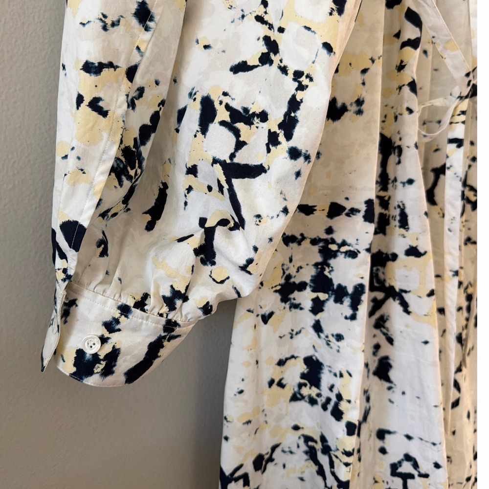 3.1 Phillip Lim Womens Large White Abstract Ink Blot Cotton Lantern‎ Shirt Dress - Picture 4 of 13